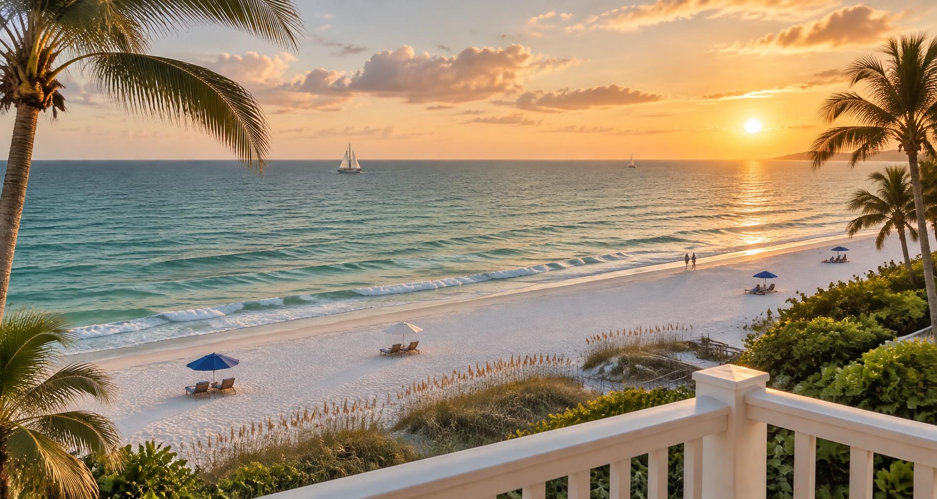 Naples, Florida coastal home at sunset
